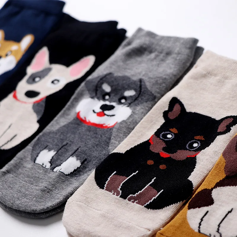 Cartoon Women's Socks Small Fresh Short Tube Socks Spring/Summer New Cotton Socks Autumn/Winter Boat Socks Dog