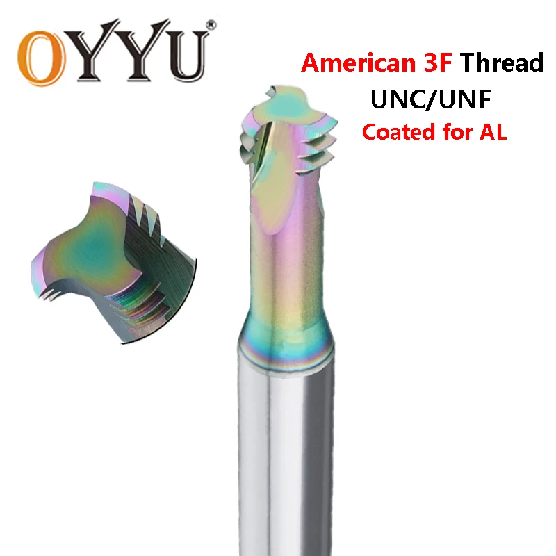 

OYYU американский UNC UNF № 2-56 3 зуба карбида вольфрама сталь резьба фреза концевые фрезы фреза твердое покрытие для алюминия