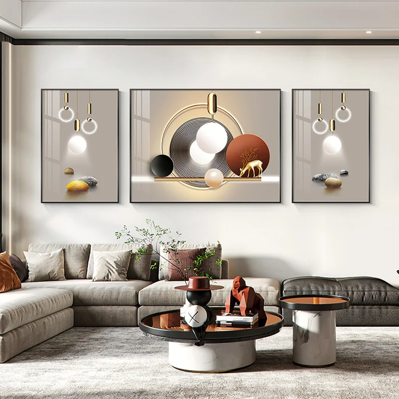 

Light luxury living room decoration painting, abstract atmospheric sofa background wall hanging painting, modern simple high-end