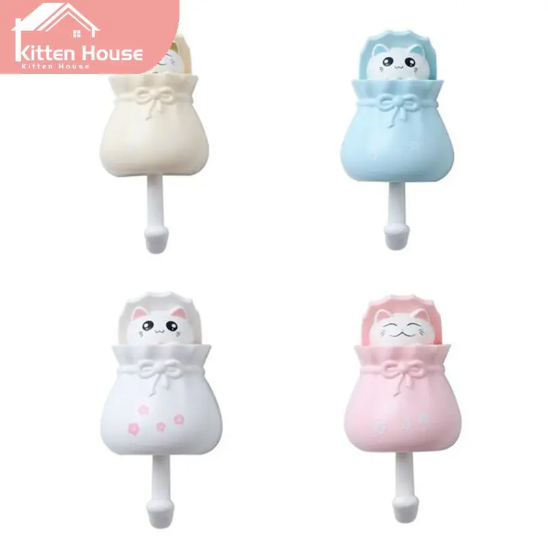 

Крепкий крючок Lucky Cat, клейкие водонепроницаемые крючки, стеллажи для хранения одежды в ванной комнате, держатель для ключей, настенные аксессуары для украшения дома