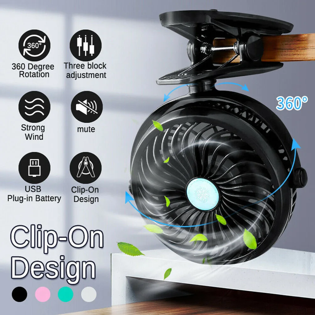 

Настольный мини-вентилятор с USB-портом, вращение на 360 °, 3 скорости