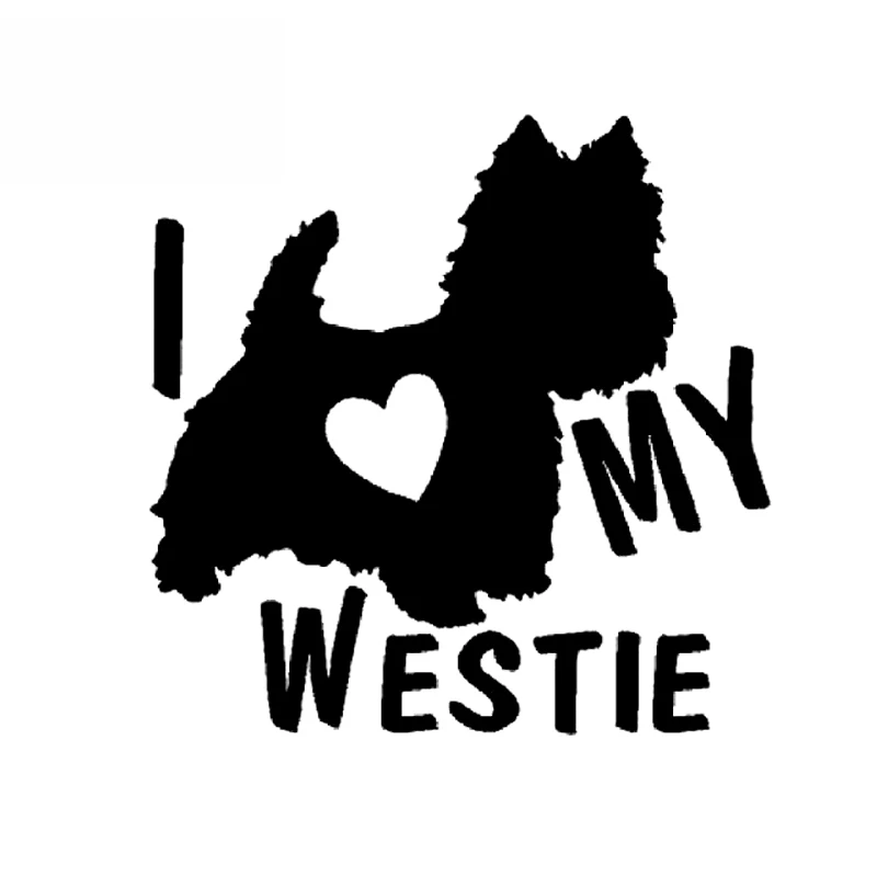 Надпись I LOVE MY WESTIE Terrier Dogs черная/серебристая 14 см * 13 8 |