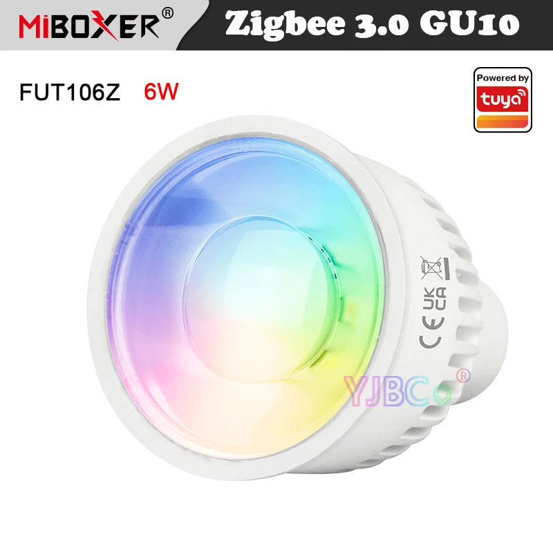 Miboxer GU10 6W RGB+CCT LED Bulb Light FUT106Z Zigbee 3.0 Remote/APP Control Spotlight Dimmable smart Lamp AC 110V 220V 50/60HZ