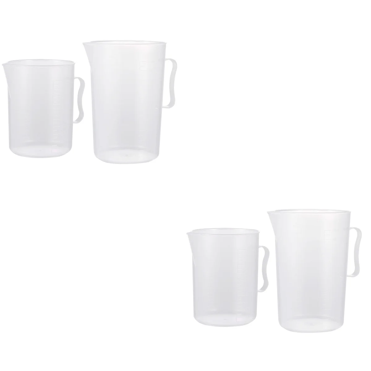 

4 pcs Plastic Measuring Pitcher with Handle Clear Graduated Cups Large Capacity Measuring Beaker for Kitchen (1000ml+2000ml)