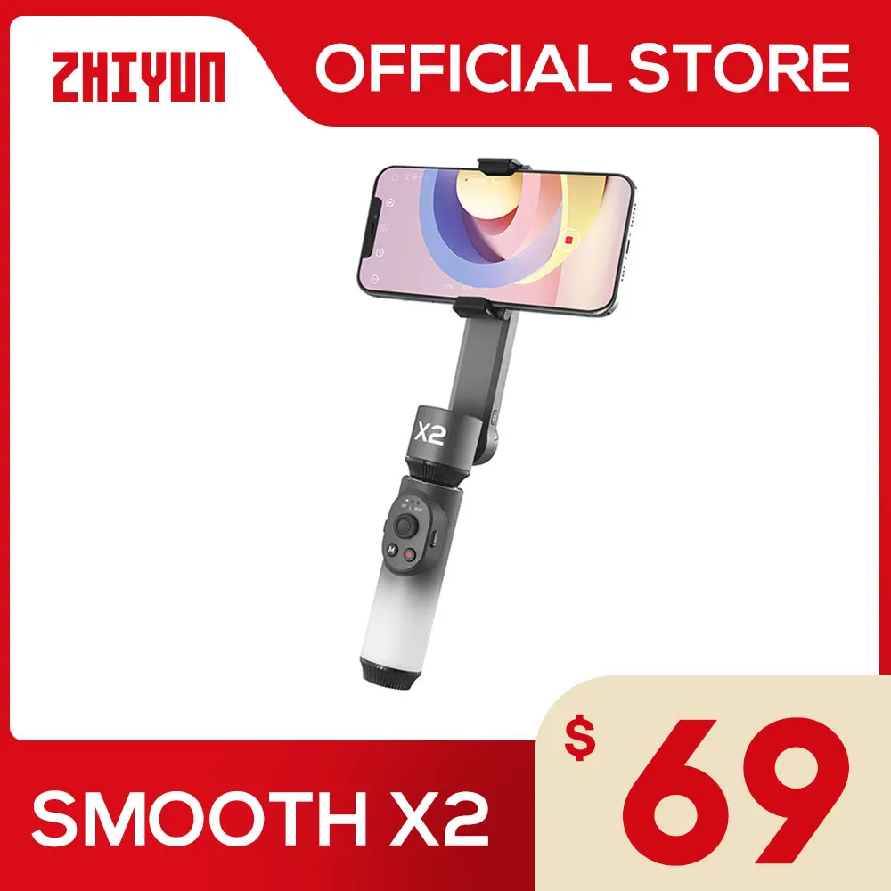 

ZHIYUN Official SMOOTH X2 Phone Gimbal Handheld Stabilizer 2-Axis Smartphone Gimbals for iPhone 13 PRO Black Selfie Stick