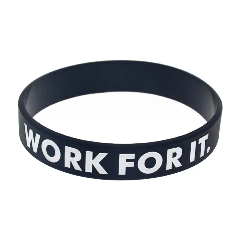 

50 PCS Do not wish for it Work for it Silicone Rubber Wristband Adult Size