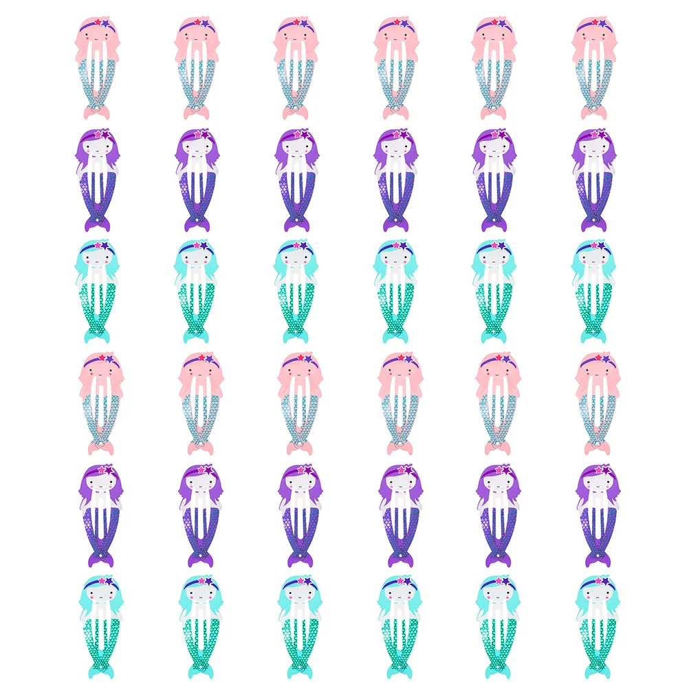 

36 Pcs Hair Clip Mermaid Accessories Beach Set Fruit Clips Girls Coastal Nautical Mediterranean Style Hairpins Small Snap