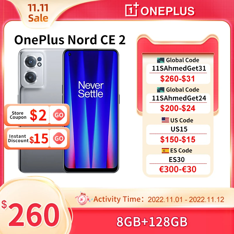 Kup Wersja Globalna OnePlus Nord CE 2 CE2 5G Smartphone 8GB 128GB Telefony Komórkowe 65W Szybkie ładowanie MTK Dimensity 900 Android 64MP Kup Wersja Globalna OnePlus Nord CE 2 CE2 5G Smartphone 8GB 128GB Telefony Komórkowe 65W Szybkie ładowanie MTK Dimensity 900 Android 64MP