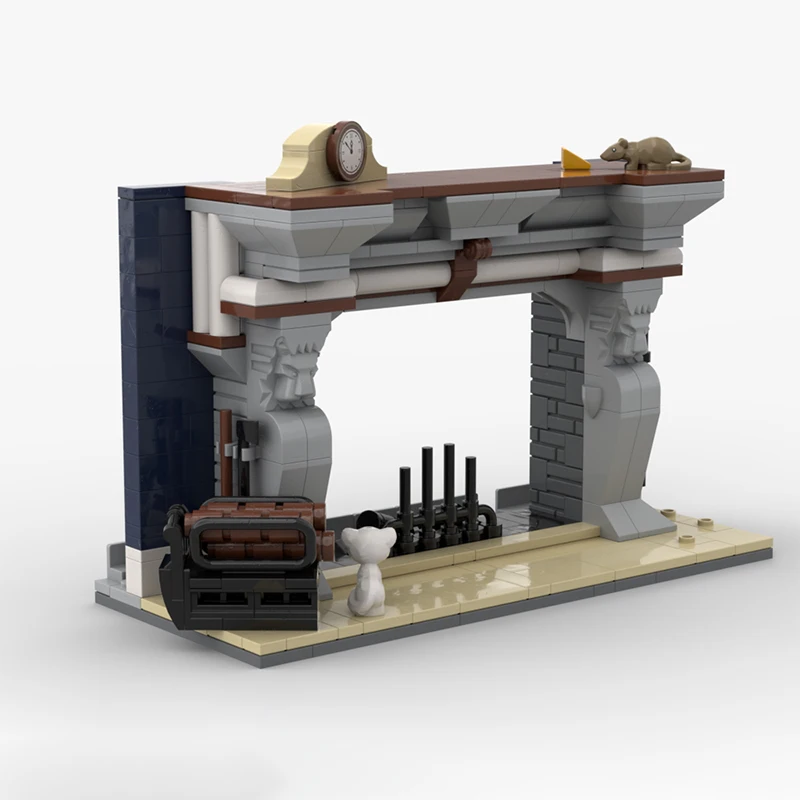 Фото Креативная модель MOC, строительные кирпичи, камин, держатель для смартфона, модульная технология, подарки, праздник, сборка, детские игрушки, костюм №4