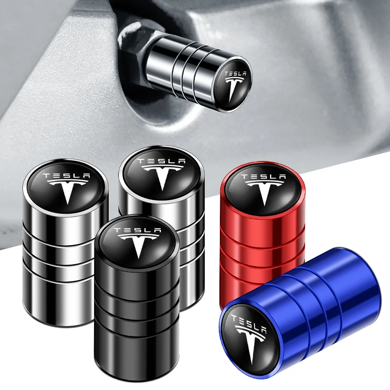 

4pcs Metal Wheel Tire Valve Caps Stem Cover For Tesla Coil Model 3 Model S Model X Model Y-Eur Version Accessories Car Styling