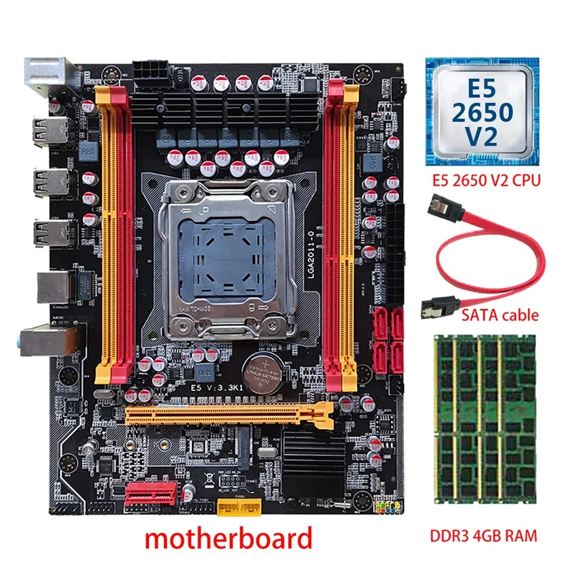 

X79 PC материнская плата + E5 2650 V2 CPU + 4X DDR3 4GB RAM + SATA кабель H61 чип LGA2011 4X DDR3 слот памяти M.2 NVME материнская плата