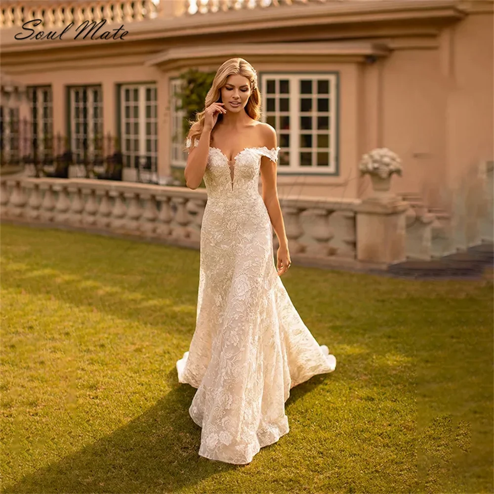 

Elegant Court Train A Line Wedding Dress For Women Sweetheart Lace Appliques Bridal Gown Backless Bridal Dress Robe De Mariée