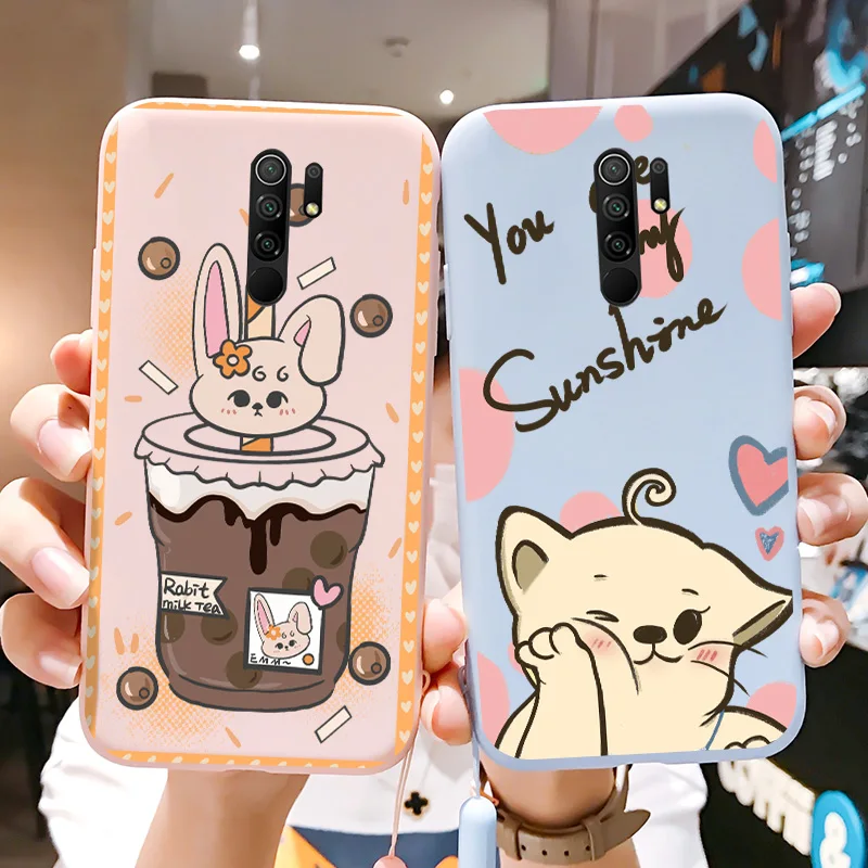 

Milk Tea Rabbit For Xiaomi Redmi 9 Case cartoon Case Silicone Soft Plus Candy Colors For Redmi 7 7A 8 8A 9A 9C G0 10 10X Cover