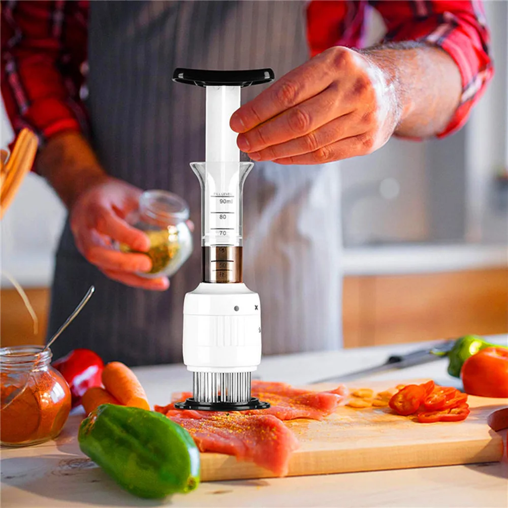 

2 In 1 Meat Tenderizer Marinade Injector Barbecue Seasoning Sauce Injectors Kitchen Tools Gadgets BBQ Cooking Accessories 2021