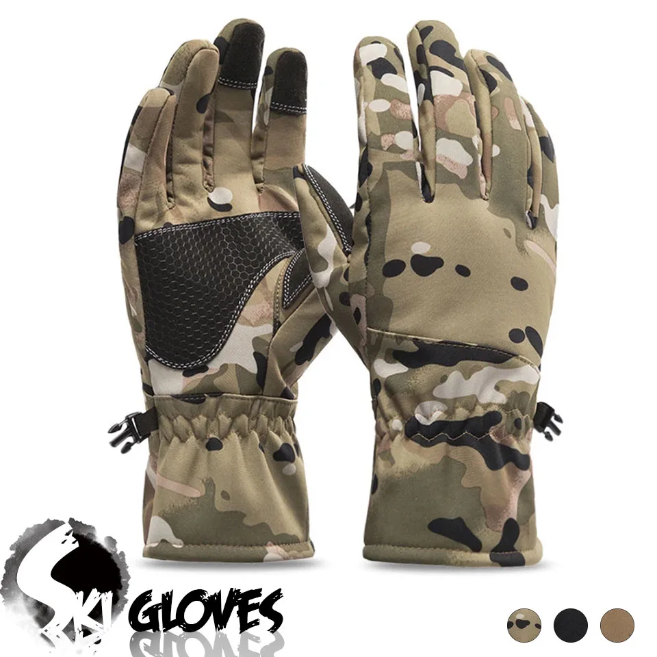 

New Ski Gloves Palm Anti-slip Design Fingertip Touch Screen Inside Plus Cashmere Windproof Waterproof Riding Gloves