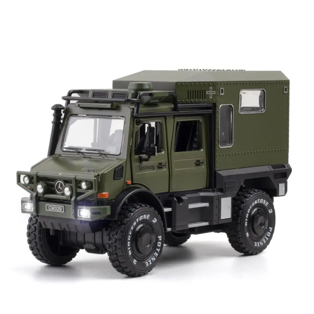 

Kids Simulation Pull Back Car Toys Compatible For Unimog Climber 1:28 Alloy Off-road RV Car Model Ornaments