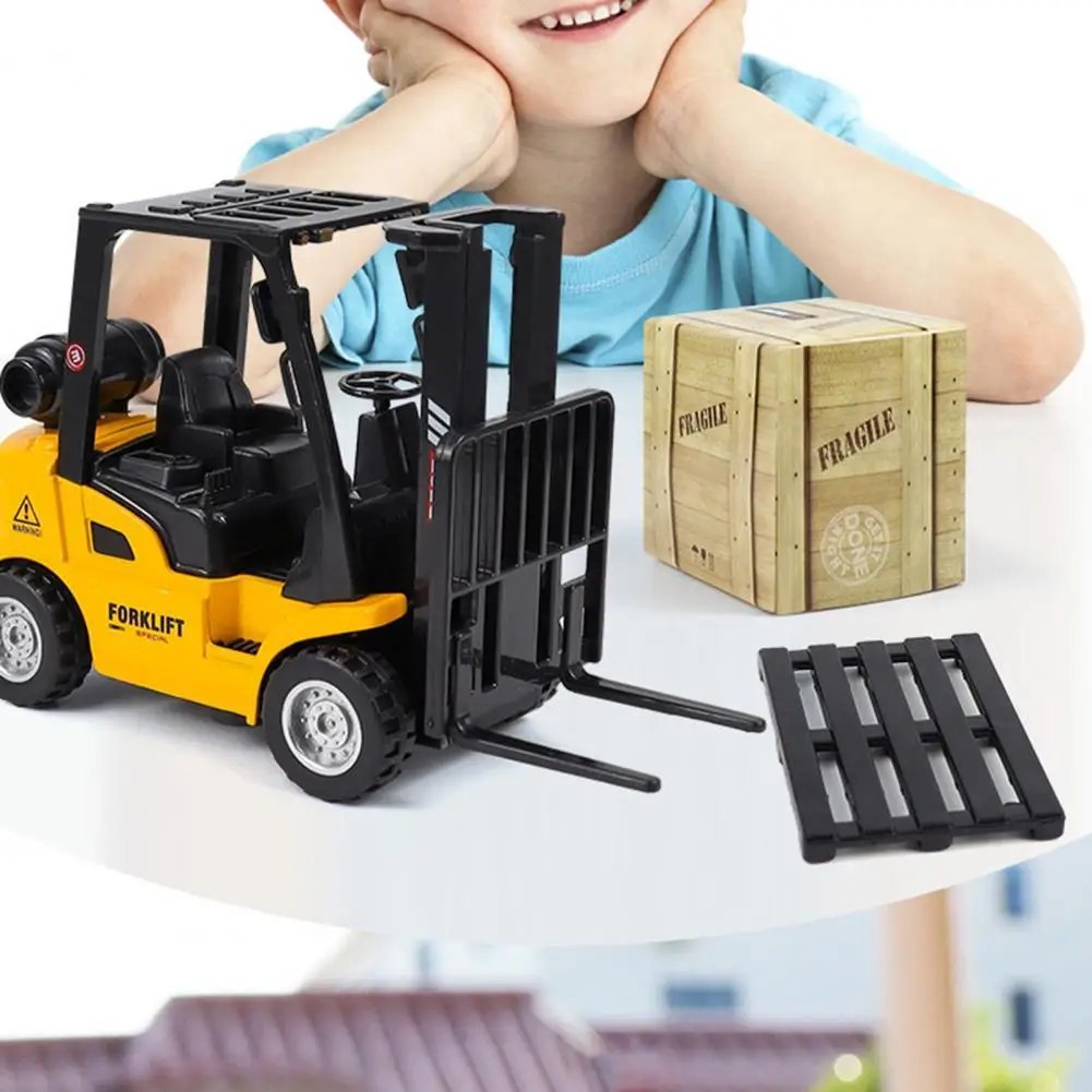 

Alloy Cute Development Toys Interactive Forklift Kids Toy Forklift Inertia Toy Burrs-free for Children