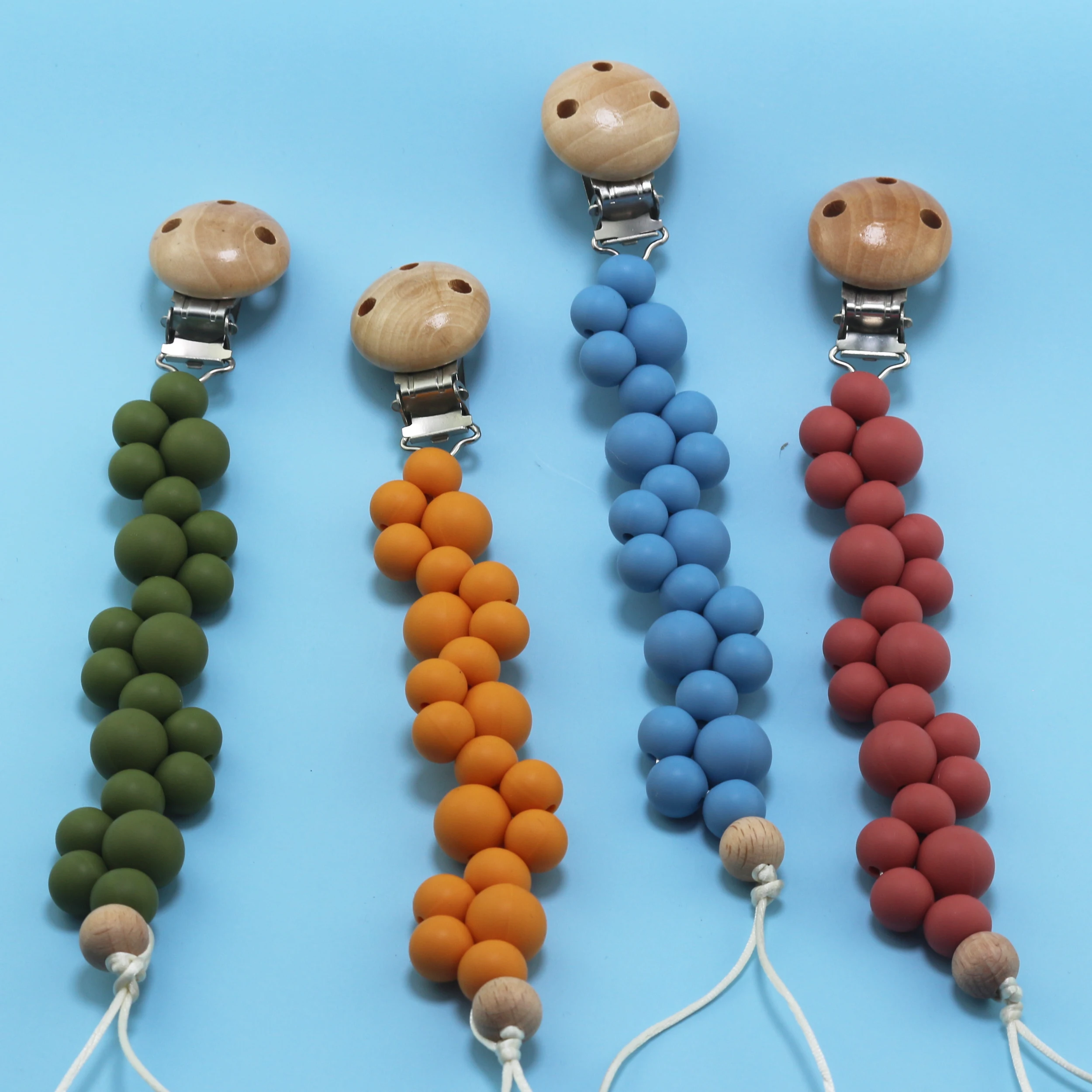 

Буковая деревянная Жевательная бусина, искусственная цепь, держатель для новорожденных, детская игрушка для прорезывания зубов, жевательн...