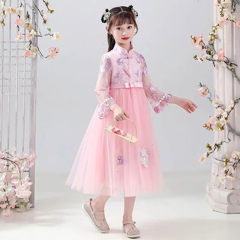 Новинка детское платье-Ципао в китайском стиле с вышивкой сказочный пушистый