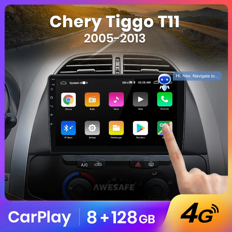 AWESAFE 2дин магнитола для Chery Tiggo T11 1 2005-2013 8-ЯДЕР 8 + 256ГБ Штатная 2 din android DSP RDS FM DAB+