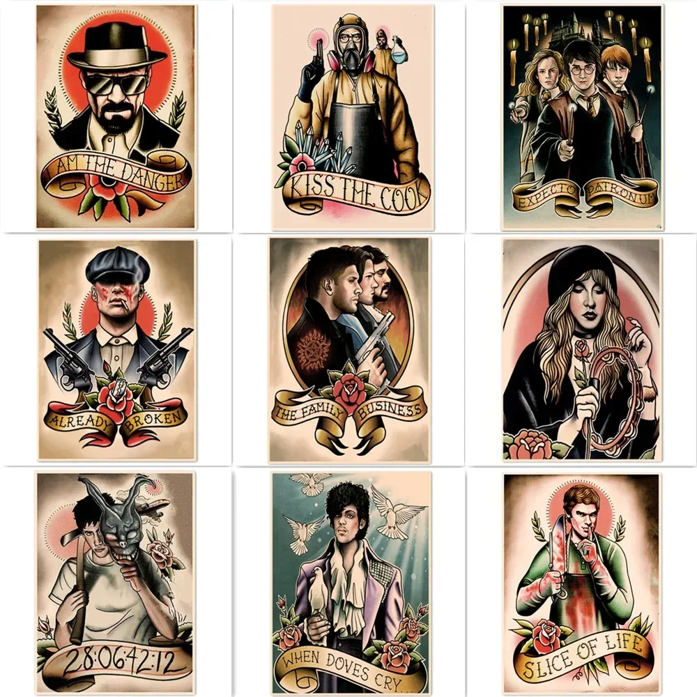 Креативный дизайн татуировок настенные художественные фотографии постеры с