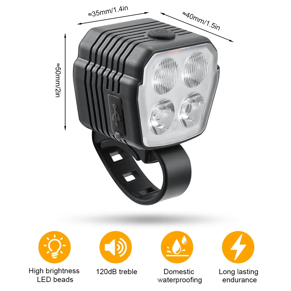 Велоцитовый передний фонарь для езды на велосипеде со звуковым сигналом 2-в-1