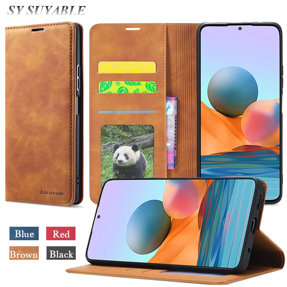 Кожаный чехол-бумажник с откидной крышкой для Xiaomi Redmi Note 11 11S 11T 10 10T 10S 9 8 7 Pro Plus + Max 10C