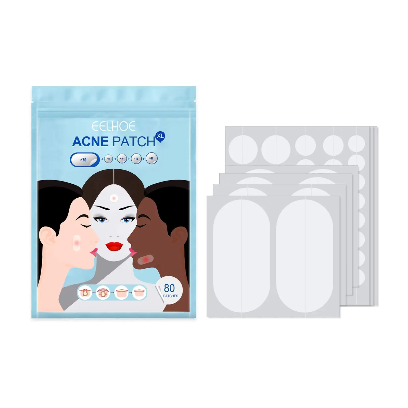 80PCS 8mm/10mm/12mm/14mm Acne Pimple Patches Skin Tag Remover Patch Spot Treatment with Tea Tree&ampCalendula Oil Face Care - купить по