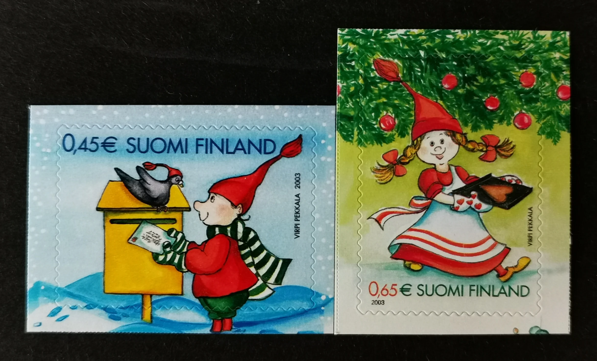 

2 PCS,Finland Post Stamp,2003,Christmas Stamps,Cartoon Stamps,Real Original,Stamp Collection