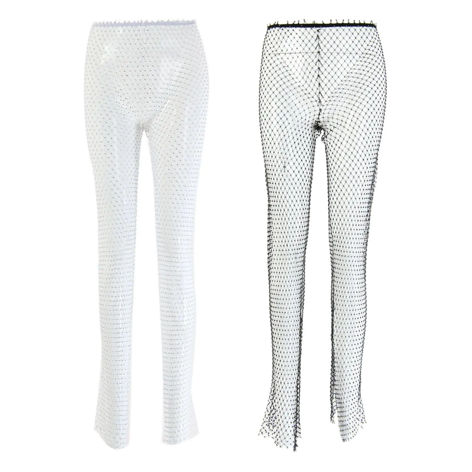 

Mesh Sheer Pants Cutout Fishnet Leggings Summer Soft Transparent Trousers Cover up for Costume Rave Party Daily Wear Poolside