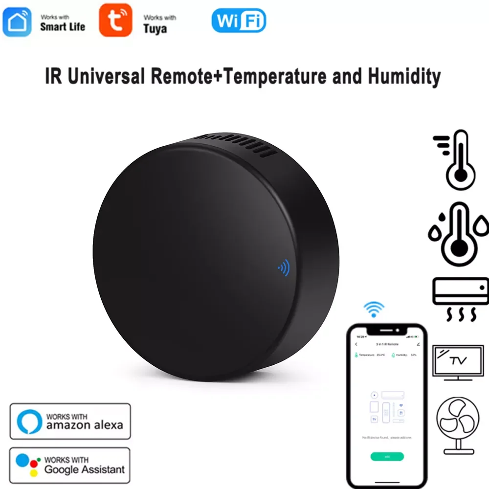 

NEW2023 Smart RF IR Remote Control WithTemperature And Humidity Sensor WiFi Smart Home Conditioner Support Alexa Home 2022