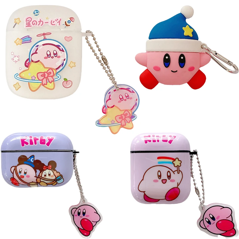 

Чехол для беспроводной гарнитуры Kawaii Kirby Airplads Pro с поддержкой Bluetooth, мягкий чехол с креативной мультяшной защитой поколения 1/2/3