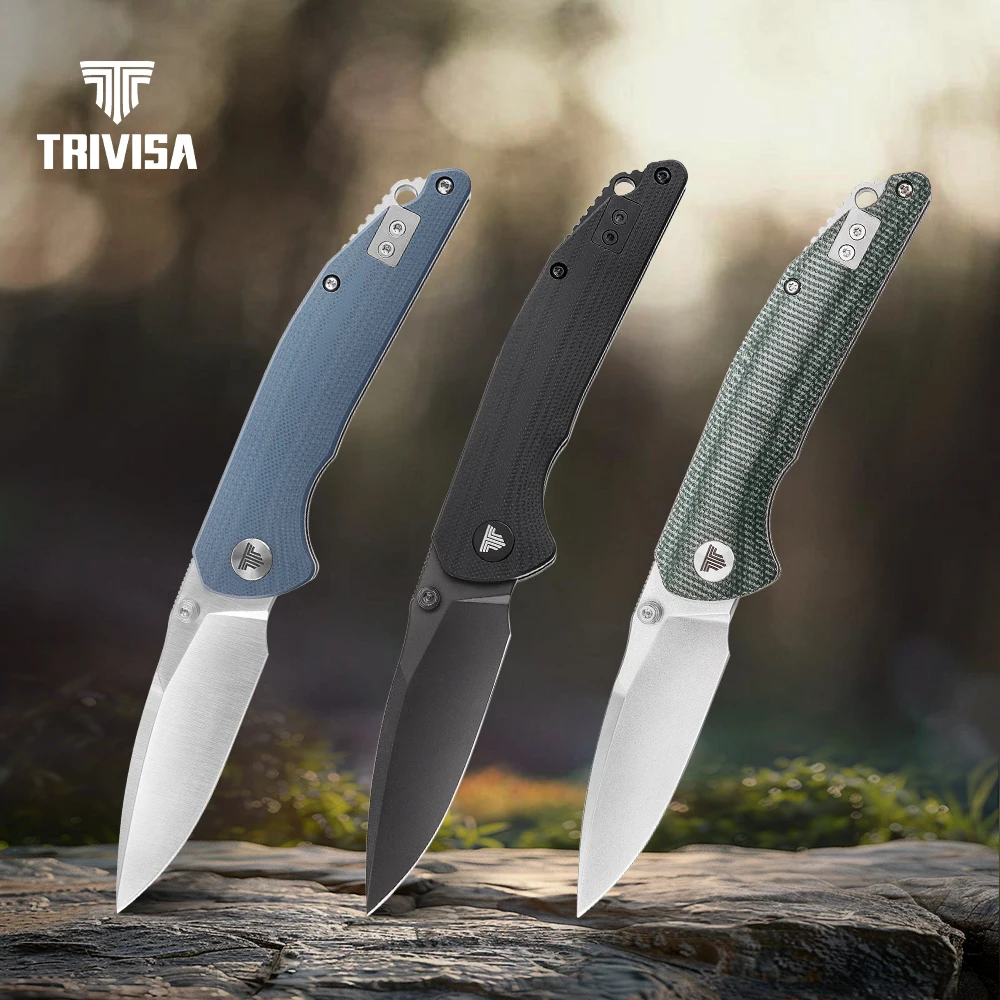 Фото Карманный складной нож TRIVISA Arae с клипсой14C28N, лезвие Micarta G10, ручка для кемпинга, охоты, резки, выживания, уличные инструменты EDC №1