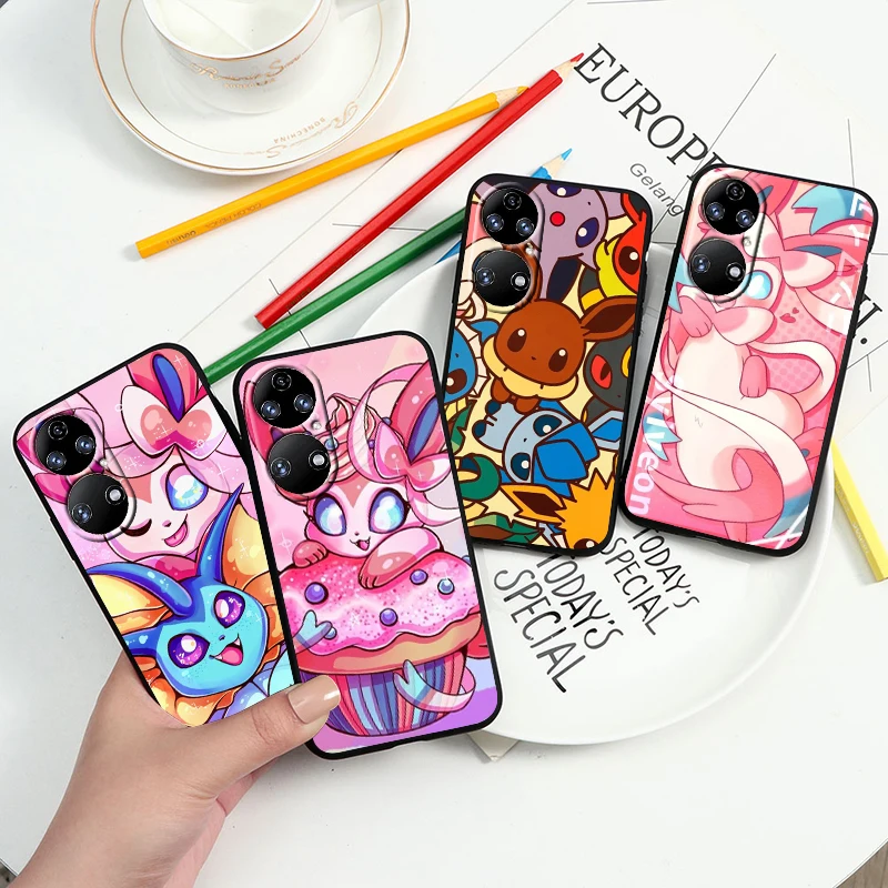 

Pokemon Eevee Cute For Huawei P60 P50 P40 P30 P20 P10 Pro Lite P Smart Z 2021 2019 4G 5G Silicone Soft Black Phone Case Fundas