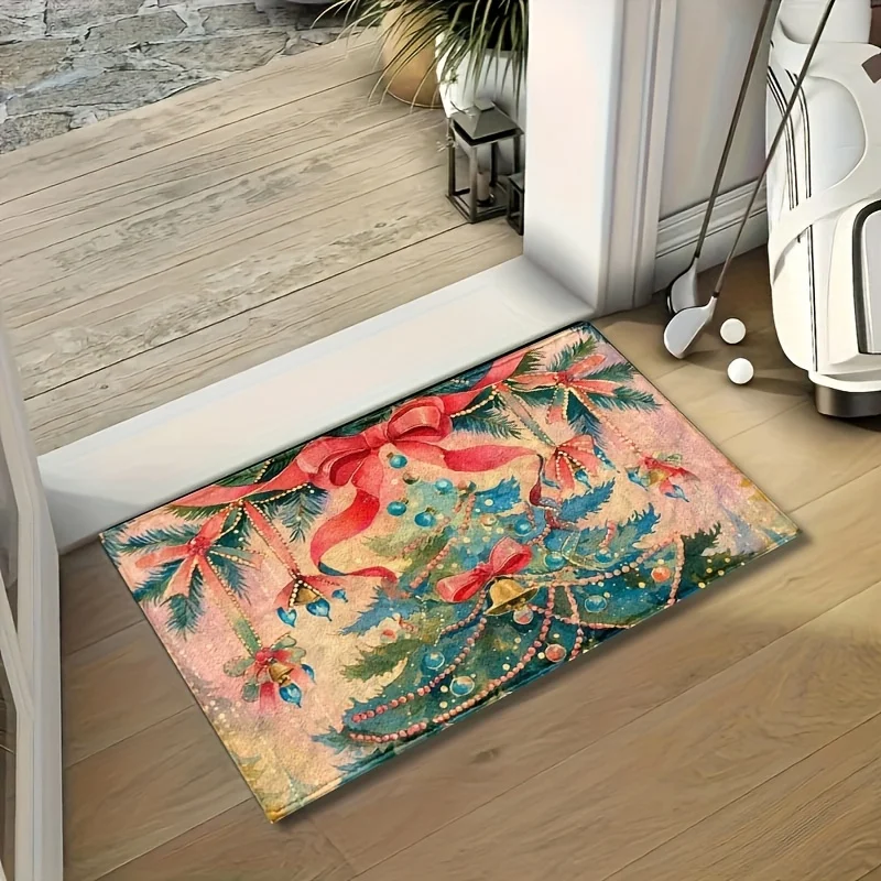 Ретро розовый бант Рождественская елка Мягкий ковер Нескользящий коврик для