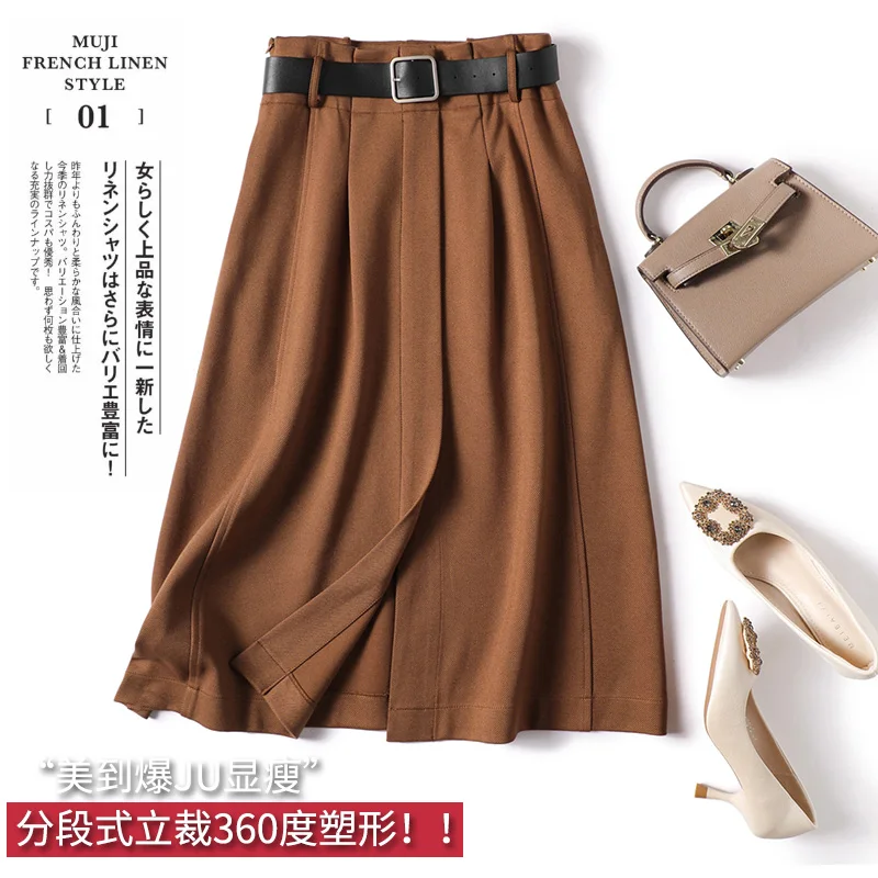 

New 2023 Spring Skirt Women Polyester Spandex Viscose Vintage A-LINE Mid-Calf Empire Chiffon Long Skirt