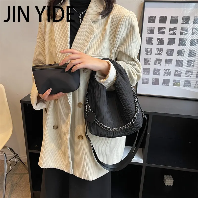 Pleated Design Handbag For Women 2023 Fashion Large Capacity Chain Lady Shoulder Bags Shopping Pack Leisure Crossbody Bag Female