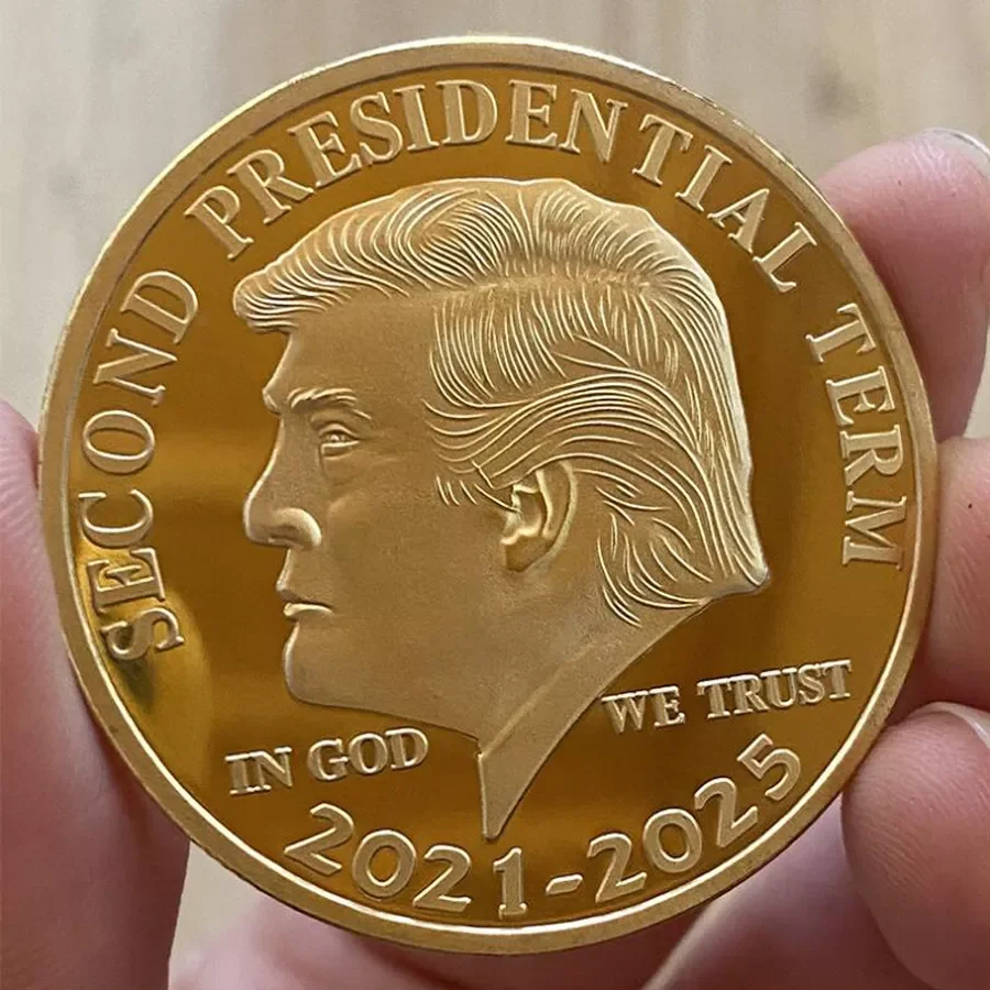 

1 шт., Золотая памятная монета США, Дональд Трампа, «во второй президентский срок 2021-2025 В Богу, мы доверяем», коллекционные монеты