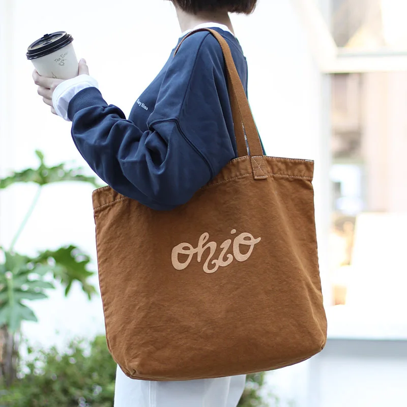 Fashion Trend Letter Print Women canvas shoulder bag casual large-capacity Ladies Shopping Student handbag