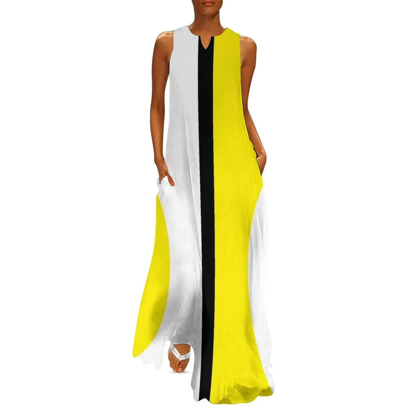 60-е годы Мод | Длинное платье Yellow Circle Mondrian женское вечернее для женщин 2024