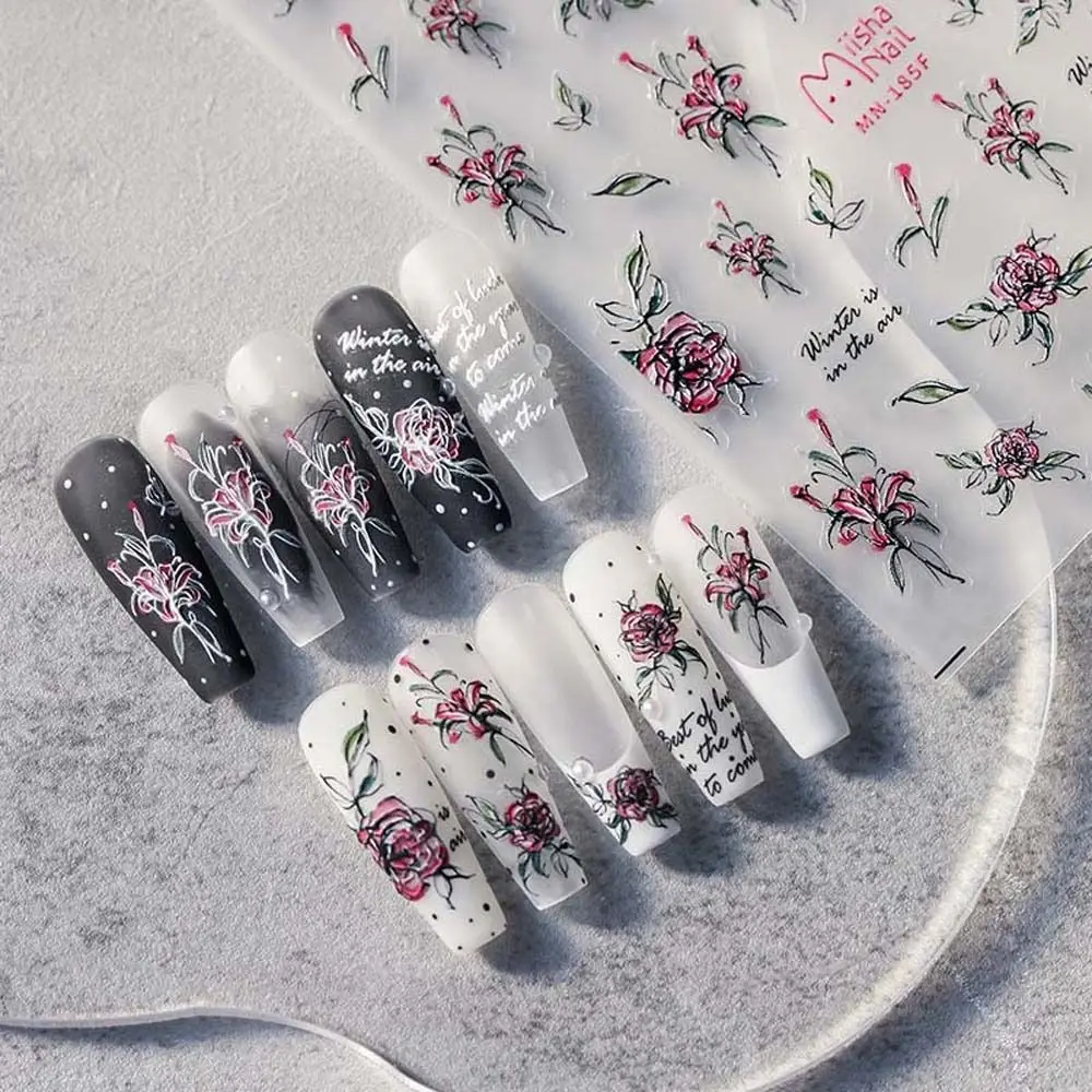 

1PCS Tulip Manicure Sticker Rose Butterfly Nail Decoration Accessories Self Adhesive Nails Sweet DIY Nail Art Sticker