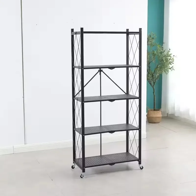 Кухонная многослойная функциональная полка для пола со стальными колесами