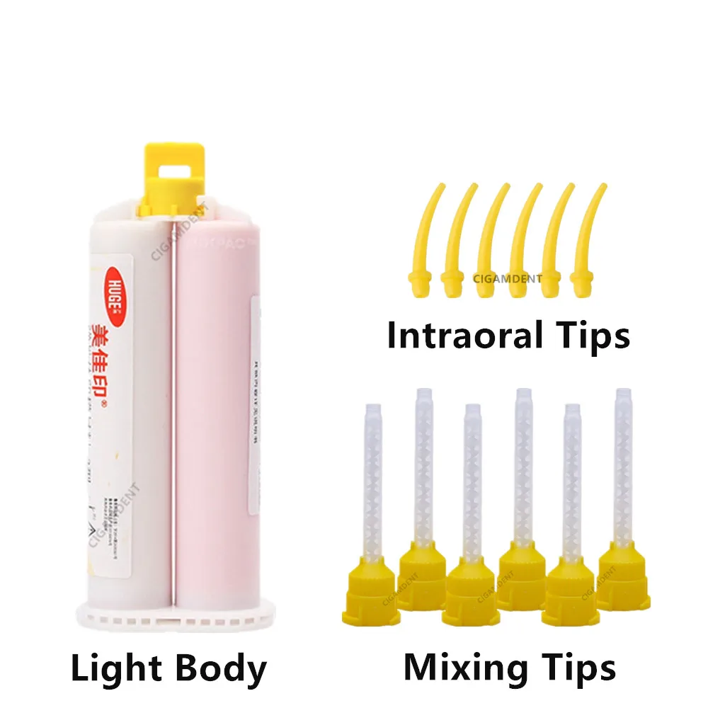 

Dental Impression Mixing Tips Tubes Yellow 1:1 Silicone Impression Material Light Body Intraoral Tip
