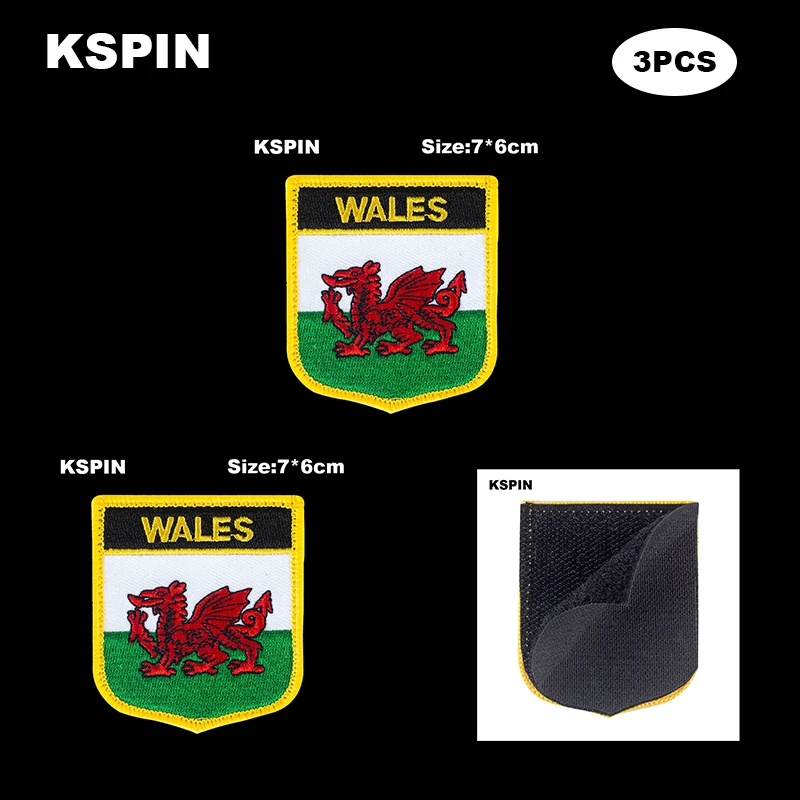 

National Flag Patch Hook Loop WALES Badges Armband 3D Stick on Jacket Backpack Stickers