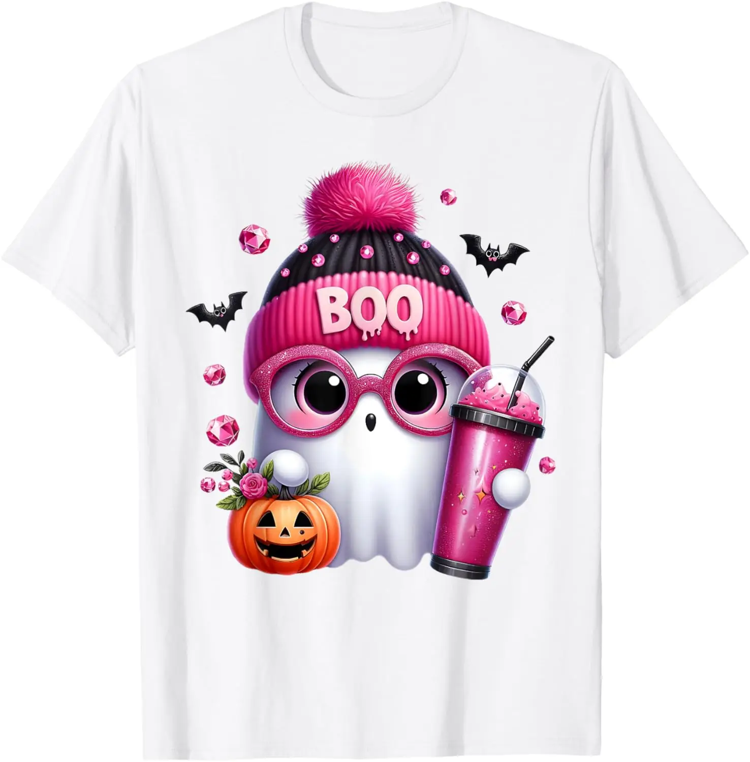 Милый розовый костюм призрака Бу на Хэллоуин для девочек детская футболка