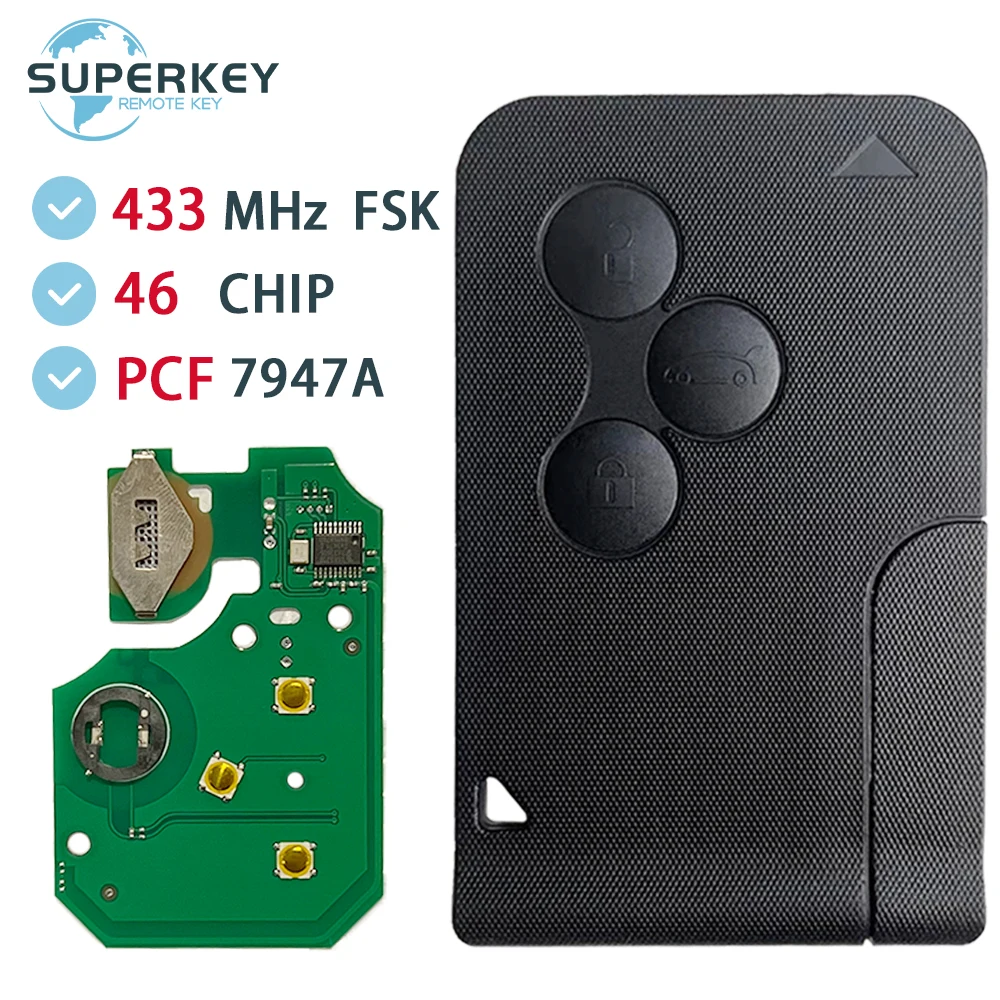 

Для 2003 2004 2005 2006 2007 2008 Renault Megane II Scenic II Grand PCF7947A 433 МГц 46 чип удаленная карта ключ