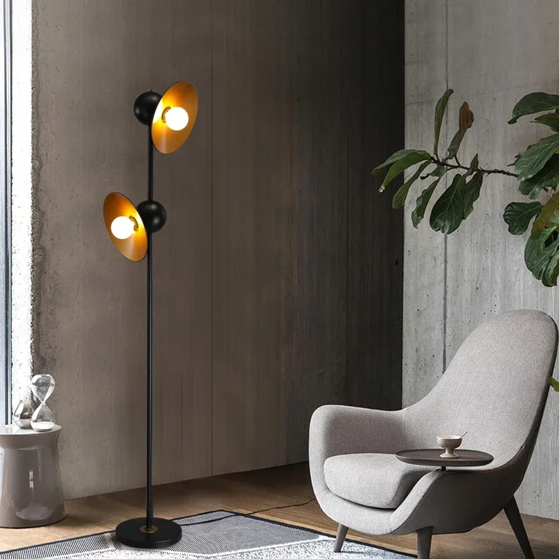 

Nordic Floor Lamp Living Room Creative American Retro Industrial Style Rotating Double Head Bedroom Bedside Lamp