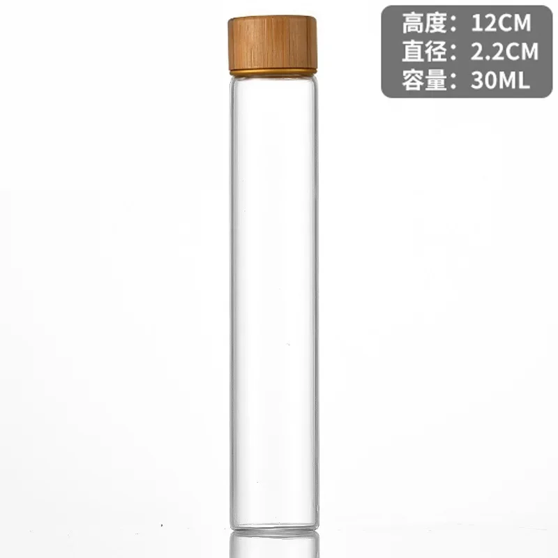 

Прозрачные стеклянные бутылочки с бамбуковой крышкой