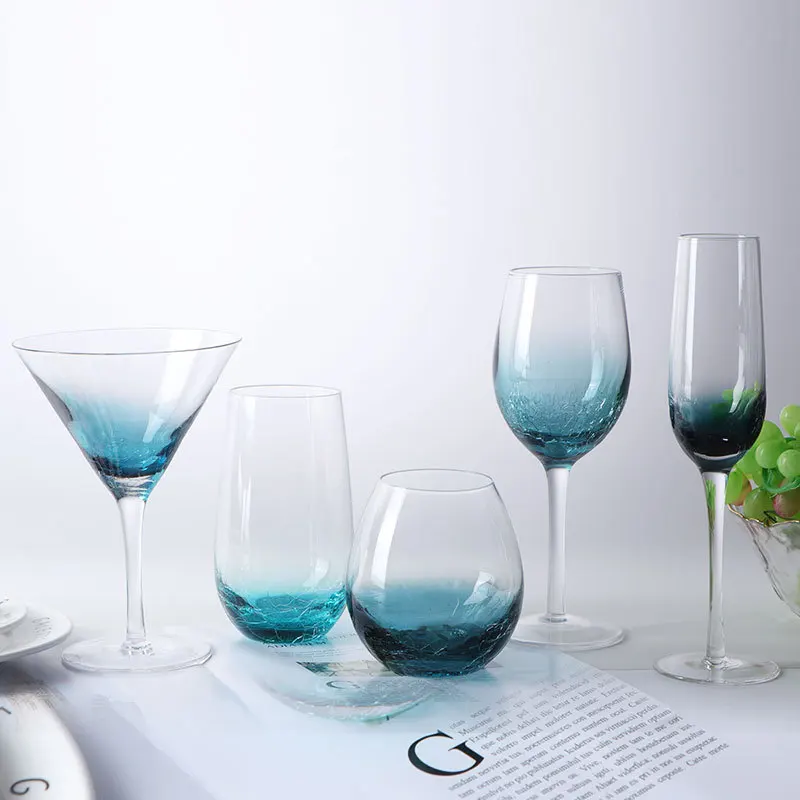 

Home bar color ice crack gradient red wine glass goblet