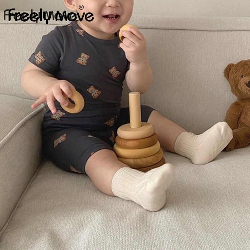 

Freely Move Fashion Kids Clothes Set Toddler Baby Boy Girl Animal Printing Casual Tops + Shorts 2pcs Baby Boy Designer Clothing